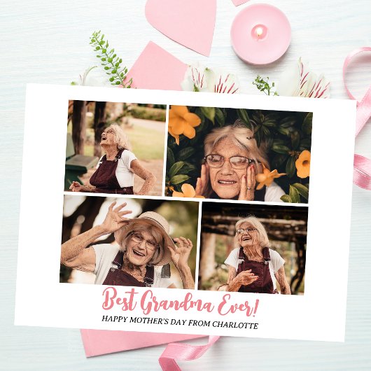 シンプルモダンエレガント母の日おばあちゃん4写真 シーズンカード