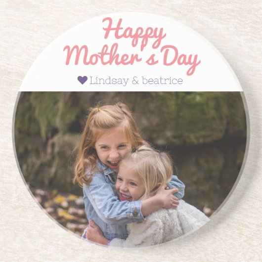 シンプルモダンエレガント母の日の写真名 コースター (正面)