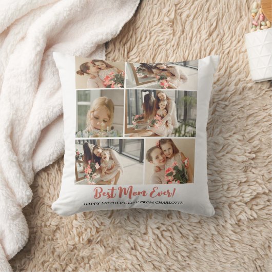 シンプルモダンエレガント母の日フォトコラージュ クッション (ブランケット)