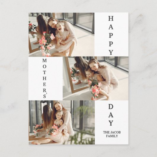 シンプルモダンエレガント母の日フォトコラージュ シーズンポストカード (正面)