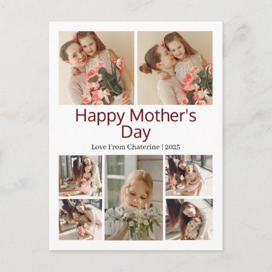 シンプルモダンエレガント母の日フォトコラージュ シーズンポストカード (正面)