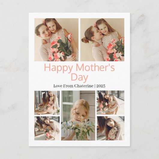シンプルモダンエレガント母の日フォトコラージュ シーズンポストカード (正面)