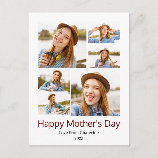 シンプルモダンエレガント母の日フォトコラージュ シーズンポストカード (正面)