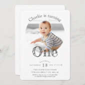 シンプルモダンエレガント生誕生会 招待状 (正面/裏面)