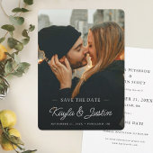 シンプルモダンエレガント白文字カスタム写真 セーブザデート