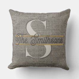 シンプルモダンエレガント素朴金ゴールドモノグラムと名前 クッション