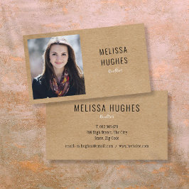 シンプルモダンエレガント素朴Kraft写真 名刺