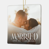 シンプルモダンエレガント結婚した2写真クリスマス セラミックオーナメント (左)