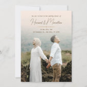 シンプルモダンエレガント結婚の写真付きディナー 招待状 (正面)