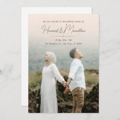 シンプルモダンエレガント結婚の写真付きディナー 招待状 (正面/裏面)