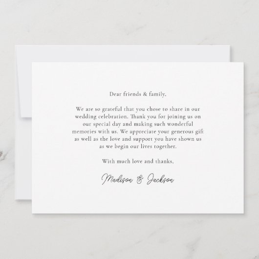 シンプルモダンエレガント結婚写真 サンキューカード (裏面)