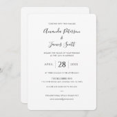 シンプルモダンエレガント結婚式招待状テンプレート (正面/裏面)