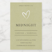 シンプルモダンエレガント緑白色ハート蝋燭 フードラベル (シングルラベル)