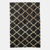 シンプルモダンエレガント金ゴールドモロッコパターン | キッチンタオル (縦)