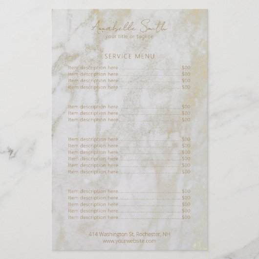 シンプルモダンエレガント金ゴールド大理石価格表 (正面)