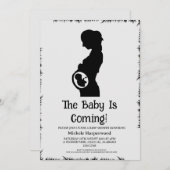 シンプルモダンエレガント黒ハロウィーン赤ちゃんシャワー 招待状 (正面/裏面)