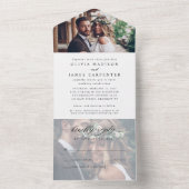 シンプルモダンエレガント2スタイリッシュ写真RSVP結婚の オールインワン招待状 (内側)