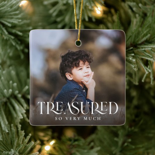 シンプルモダンエレガント2枚の写真 セラミックオーナメント (ツリー)