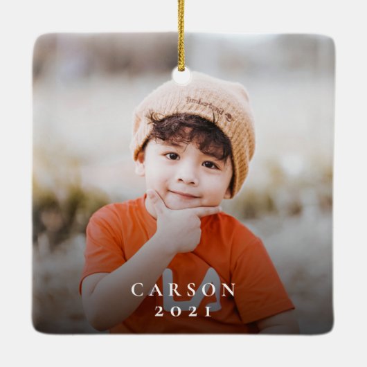 シンプルモダンエレガント2枚の写真 セラミックオーナメント (裏面)