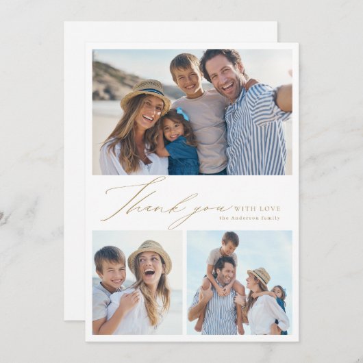 シンプルモダンエレガント3感謝してい枚の写真 シーズンカード (正面/裏面)