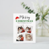 シンプルモダンエレガント4写真クリスマスファミリー シーズンポストカード (スタンド正面)