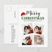 シンプルモダンエレガント4写真クリスマスファミリー シーズンポストカード (正面/裏面)