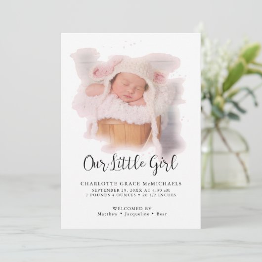 シンプルモダンエレガントBaby Girl写真のお知らせ セーブザデート (スタンド正面)