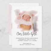 シンプルモダンエレガントBaby Girl写真のお知らせ セーブザデート (正面/裏面)