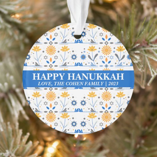 シンプルモダンエレガントHanukkah家族の写真 オーナメント (ツリー)