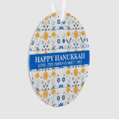 シンプルモダンエレガントHanukkah家族の写真 オーナメント (正面)