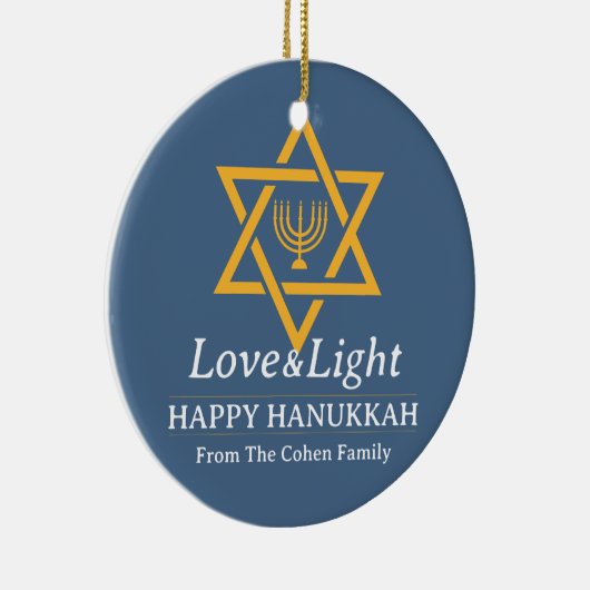 シンプルモダンエレガントHanukkah家族の写真 セラミックオーナメント (右)