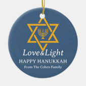 シンプルモダンエレガントHanukkah家族の写真 セラミックオーナメント (正面)