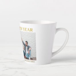 シンプルモダンエレガントHappy New Year One写真 カフェラテマグ