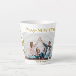 シンプルモダンエレガントHappy New Year One写真 カフェラテマグ