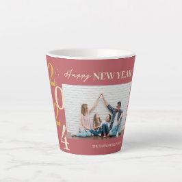 シンプルモダンエレガントHappy New Year One写真 カフェラテマグ