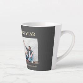 シンプルモダンエレガントHappy New Year One写真 カフェラテマグ