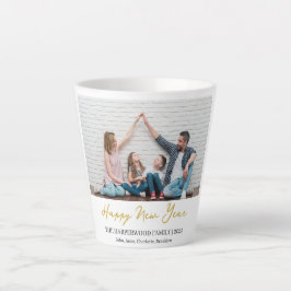シンプルモダンエレガントHappy New Year One写真 カフェラテマグ