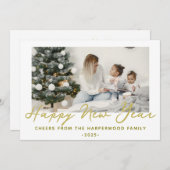 シンプルモダンエレガントHappy New Year One写真 シーズンカード (正面/裏面)