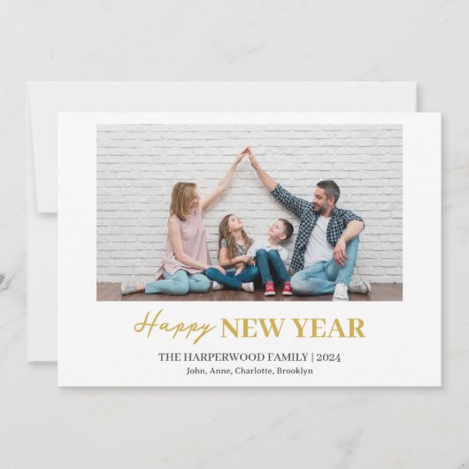 シンプルモダンエレガントHappy New Year One写真 シーズンカード (正面)