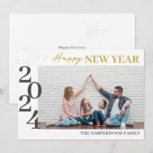 シンプルモダンエレガントHappy New Year One写真 シーズンカード (正面/裏面)