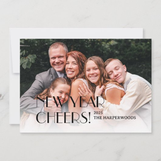 シンプルモダンエレガントHappy New Year One写真 シーズンカード (正面)