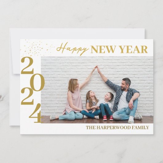 シンプルモダンエレガントHappy New Year One写真 シーズンカード (正面)