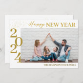 シンプルモダンエレガントHappy New Year One写真 シーズンカード (正面/裏面)