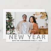 シンプルモダンエレガントHappy New Year One写真 シーズンカード (正面/裏面)