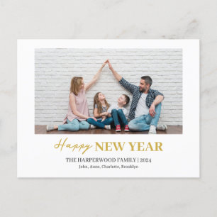 シンプルモダンエレガントHappy New Year One写真 シーズンポストカード