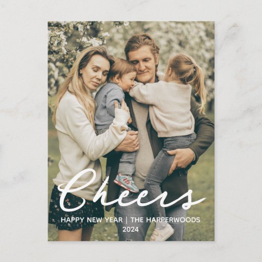 シンプルモダンエレガントHappy New Year One写真 シーズンポストカード (正面)
