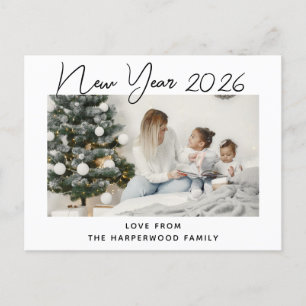 シンプルモダンエレガントHappy New Year One写真 シーズンポストカード