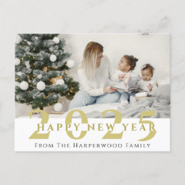 シンプルモダンエレガントHappy New Year One写真 シーズンポストカード