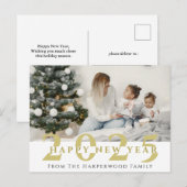 シンプルモダンエレガントHappy New Year One写真 シーズンポストカード (正面/裏面)
