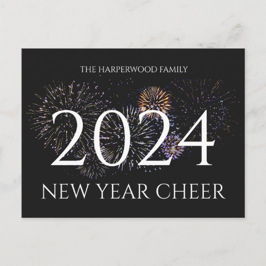 シンプルモダンエレガントHappy New Year One写真 シーズンポストカード (正面)